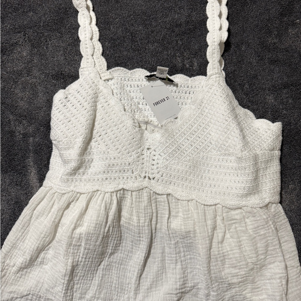 Forever 21 White Crochet Top